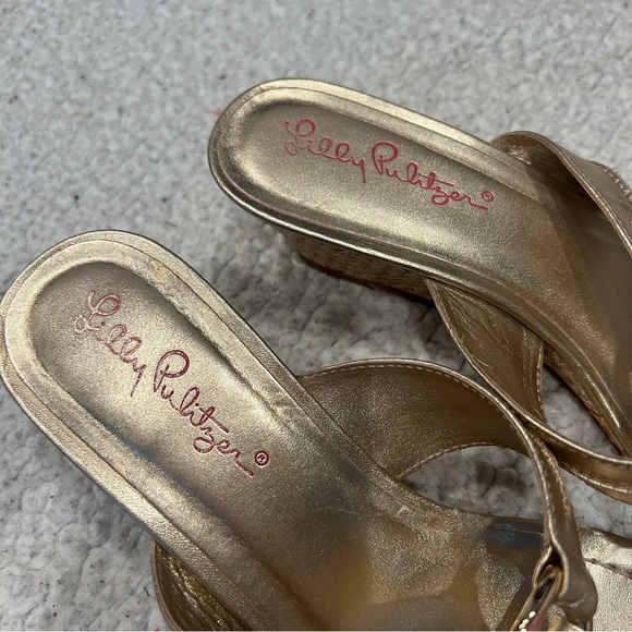 Lilly Pulitzer Women's McKim Wedge Sandal Gold Metallic 2” Wedge Heel - Picture 6 of 10